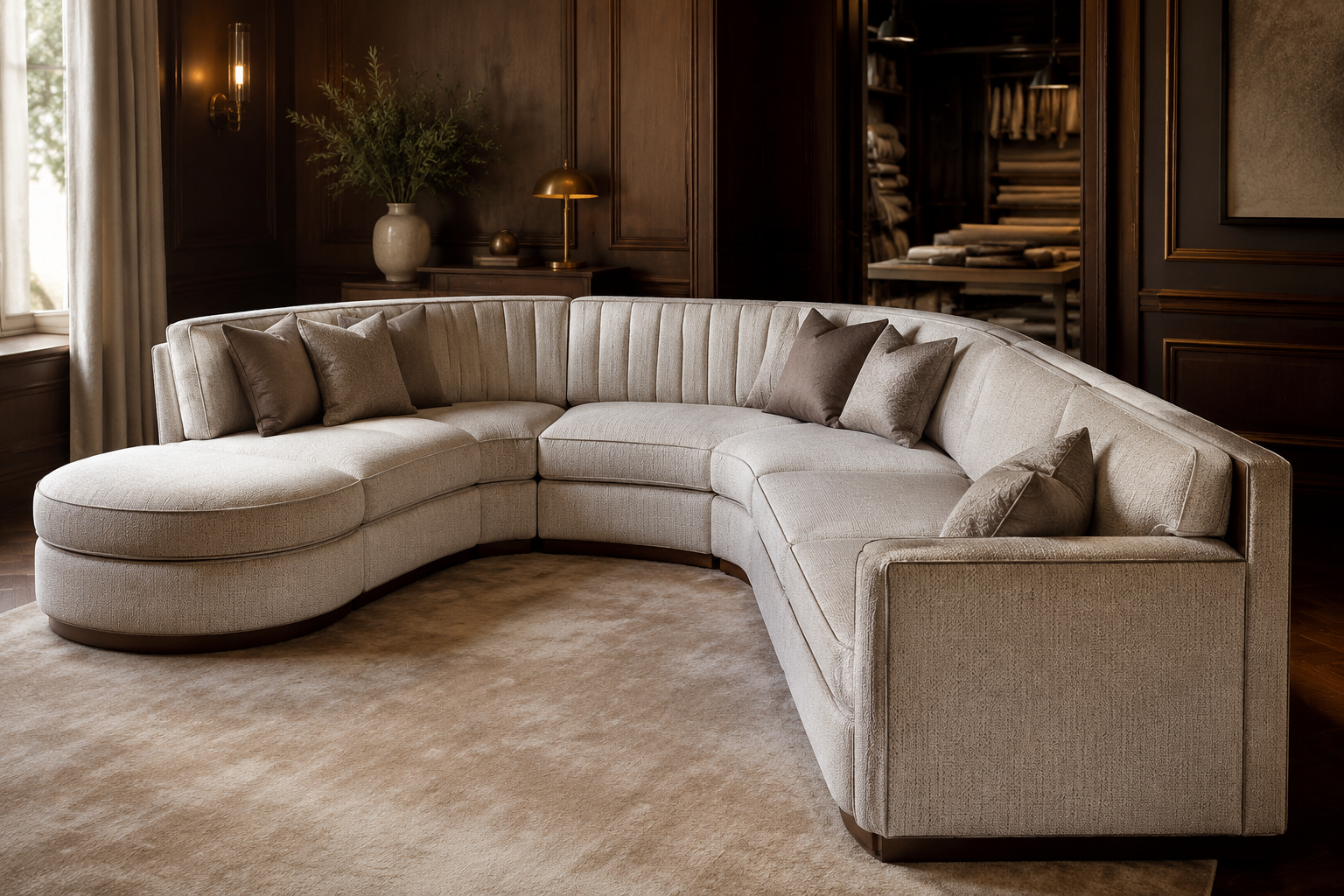 Unique made-to-measure curved corner sofa